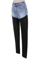 Women's Two-Tone Color-Block Straight Leg Jeans - photo 2