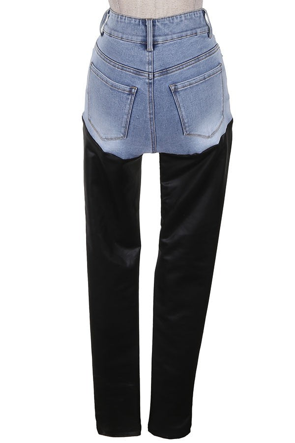 Women's Two-Tone Color-Block Straight Leg Jeans - photo 3