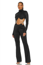 Women's Long Sleeve Cutout Flare Jumpsuit - photo 2