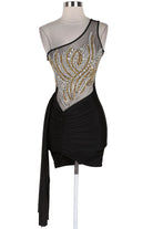 Women's Rhinestone One-Shoulder Sash Mini Dress