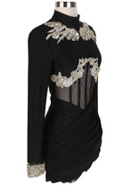 Women's Pearl Applique Mock Neck Long Sleeve Mini Dress - photo 2