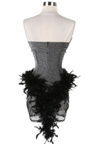 Women's black feather trim corset bustier mini dress - photo 3