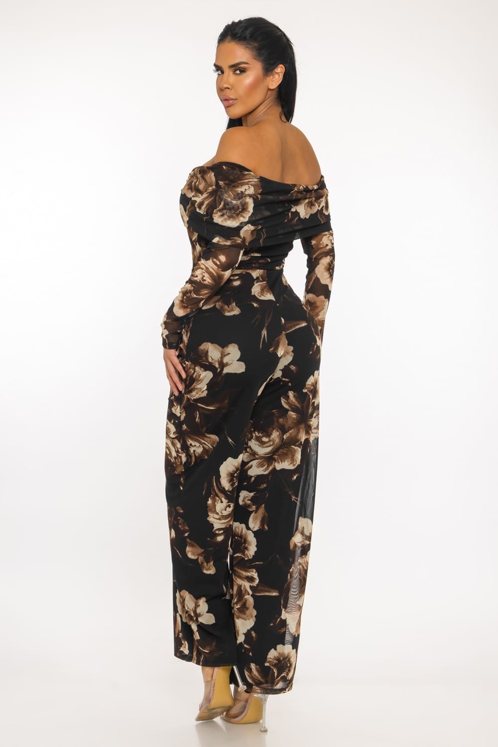 Women's Brown Midnight Botanica Jumpsuit – detail view