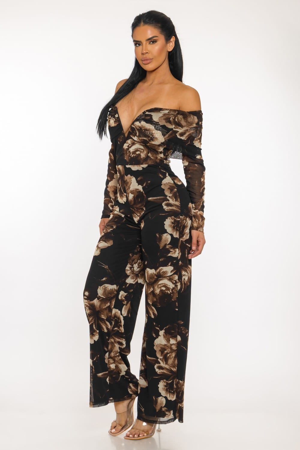 Women's Brown Midnight Botanica Jumpsuit – front view