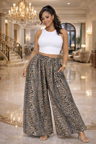 Leopard wide leg pants styled