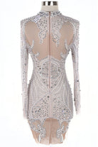 Women's Luxury Crystal Stone Sheer Mesh Mini Dress - photo 4