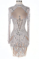Women's Luxury Crystal Stone Sheer Mesh Mini Dress - photo 2