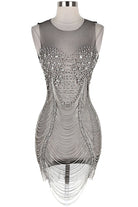 Women's Luxury Crystal Stone Sheer Mesh Mini Dress - photo 2