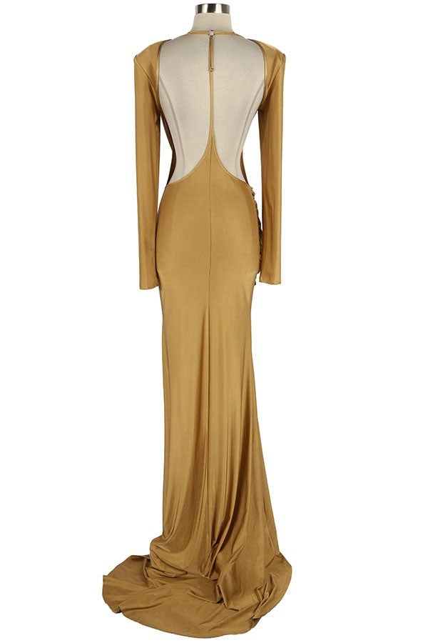 Women's Draped One-Shoulder Satin Maxi Gown - photo 3