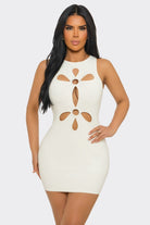 Women's Moda Vita Floral Cutout Knit Mini Dress – full-length view
