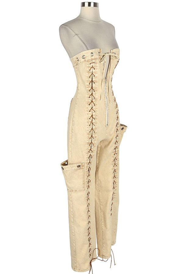 Women's Strapless Corset Fitted Jumpsuit - photo 2