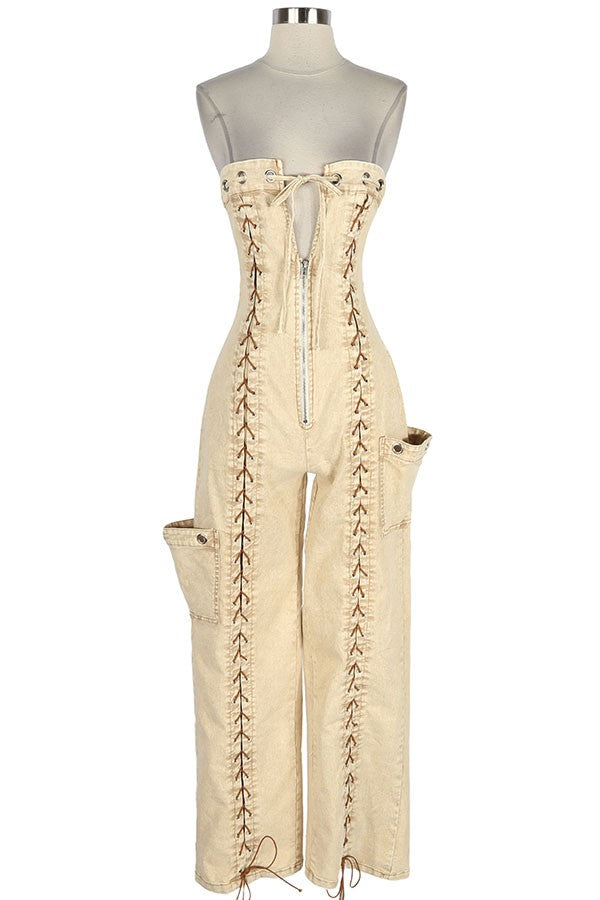 Women's Strapless Corset Fitted Jumpsuit