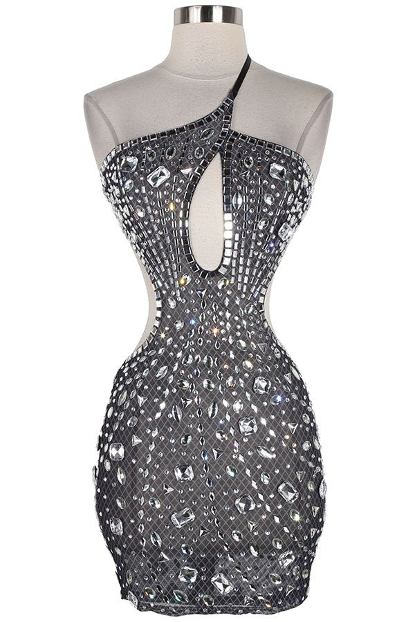 Women's Sequin One-Shoulder Cutout Mini Dress