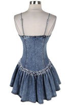 Women's Denim Corset Tiered Ruffle Mini Dress - photo 4