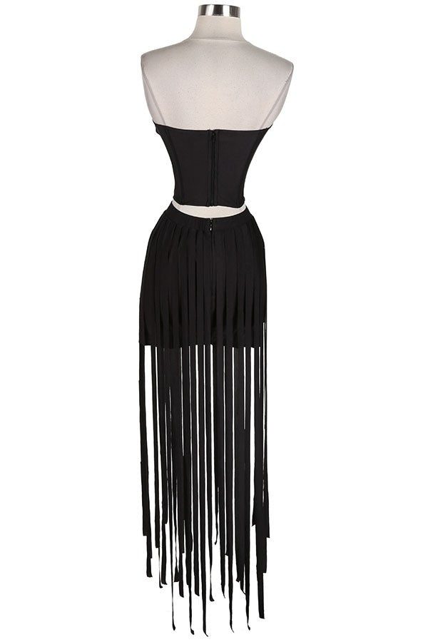 Women's Bandeau Top & Fringe Maxi Skirt Set - photo 3