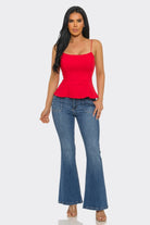 Women's Skyline Poplin Stretch Corset Square Neck Cami Top – front view