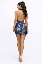 Women's Noir Vellum Contour Print Halter Mini Dress – back view
