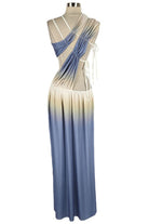 Women's blue combo ombre halter cutout slit maxi dress - photo 4