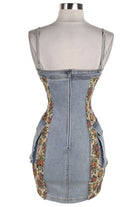 Women's Strapless Lace-Up Front Denim Bodycon Mini Dress - photo 4