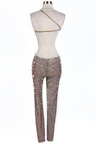 Women's Rhinestone One-Shoulder Keyhole Jumpsuit - photo 4
