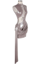 Women's Metallic Lace-Up Halter Side Cutout Mini Dress - photo 3