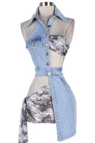 Women's Strapless Cutout Asymmetric Denim Mini Dress - photo 2