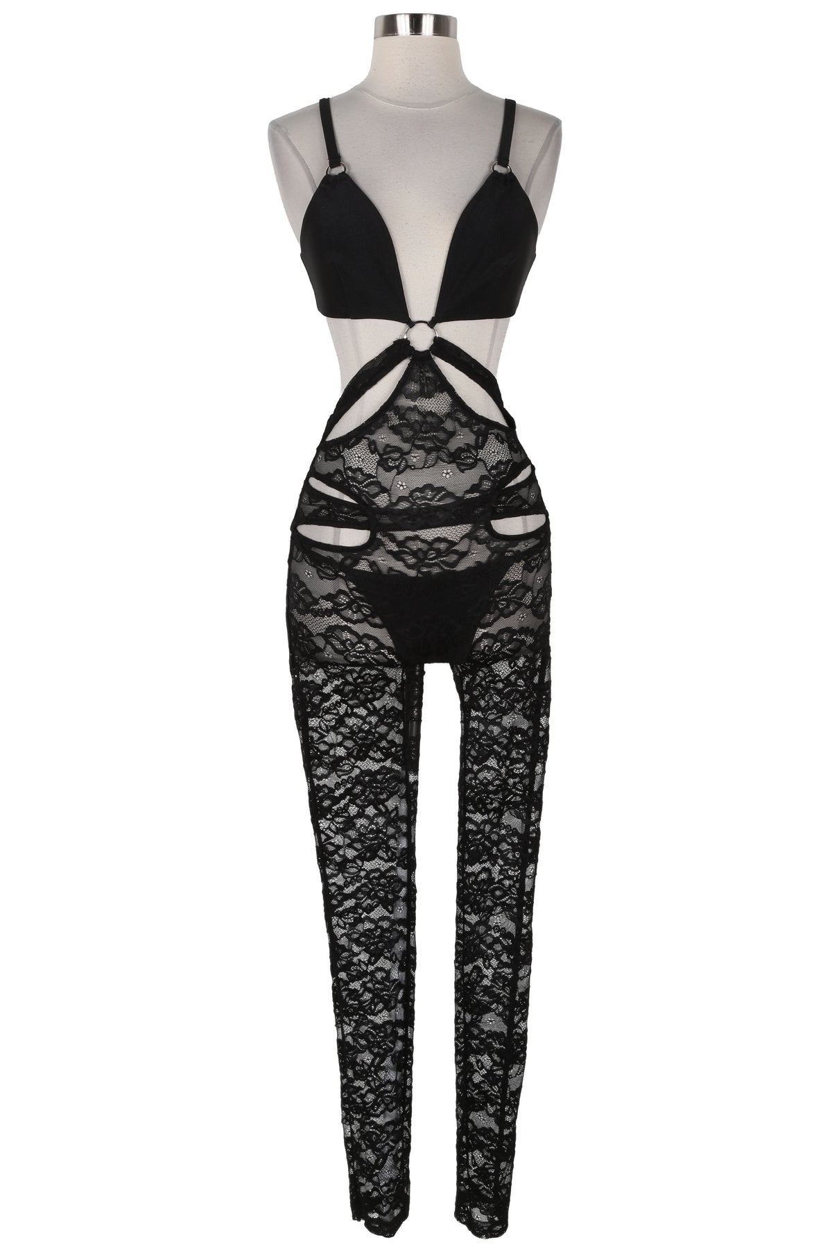 Women's Lace Plunge O-Ring Strap Jumpsuit