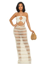 Women's Crochet Halter Open-Knit Maxi Dress