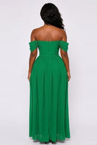 Women's Off-Shoulder Braided Trim Flowy Maxi Gown - photo 3