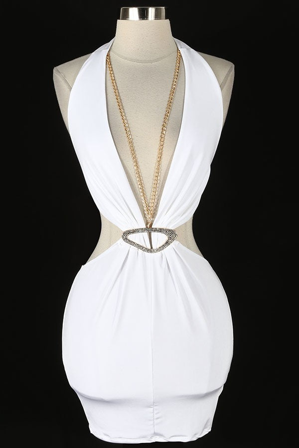 Women's Halter Plunge Side Cutout Mini Dress - photo 2