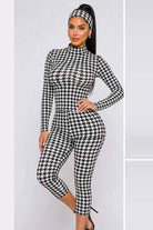 Women's Houndstooth Mock Neck Top & Capri Pants Set