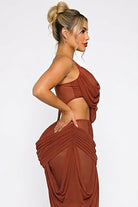 Women's Draped Ruched Cutout Maxi Dress - photo 3