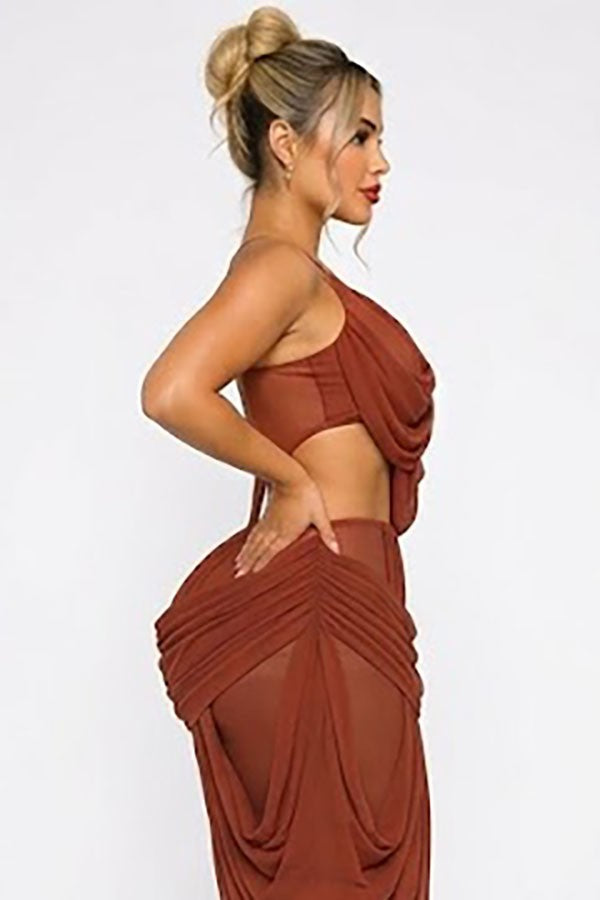 Women's Draped Ruched Cutout Maxi Dress - photo 3