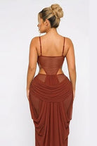 Women's Draped Ruched Cutout Maxi Dress - photo 4
