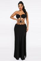 Women's Strapless Cutout Side Slit Maxi Dress
