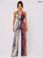 Women's Santorini Muse Abstract Print Halter Jumpsuit – front view