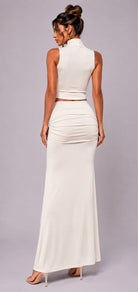 Women's Off-White Monaco After Dark Ruched Maxi Skirt Set – back view