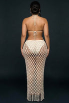 Women's Crochet Star Cup Halter Open-Knit Maxi Dress - photo 3