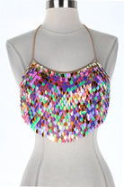 Women's Multicolor Sequin Halter Crop Top - photo 2