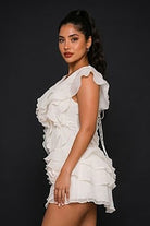 Women's Tiered Ruffle V-Neck Flutter Sleeve Mini Dress - photo 2