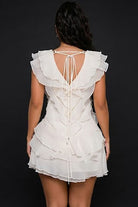 Women's Tiered Ruffle V-Neck Flutter Sleeve Mini Dress - photo 3