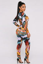 Women's Printed Drawstring Crop Top & Pants Set - photo 2