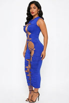 Women's Sleeveless Lace-Up Cutout Bodycon Midi Dress - photo 4