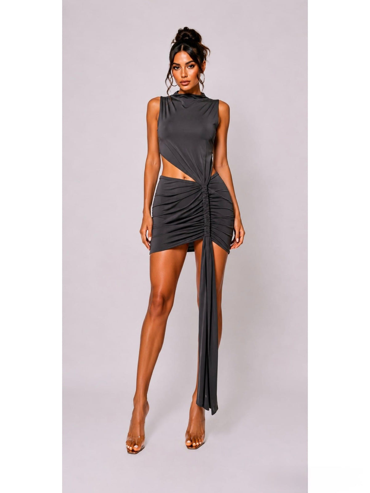 Women's Midnight Riviera Ruched Cutout Mini Dress – front view