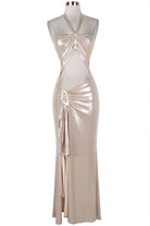 Women's Metallic Halter Ring Cutout Maxi Dress - photo 4