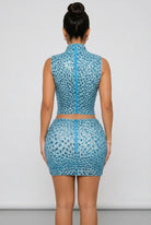 Women's Sequin Mock Neck Crop Top & Mini Skirt Set - photo 3