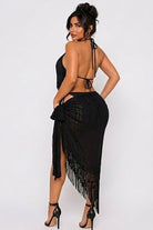 Women's Fringe Halter Bikini Top & Skirt Set - photo 3