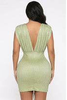 Women's Beaded Plunge Ruched Textured Mini Dress - photo 3