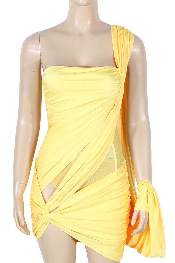 Women's Strapless Ruched Mesh Cutout Mini Dress - photo 4
