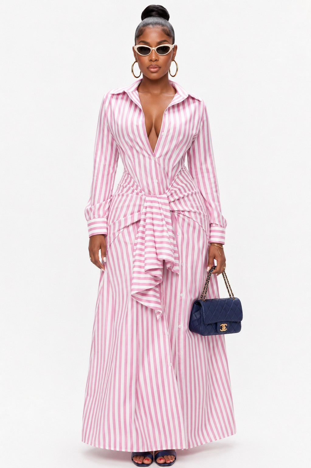 Pinstripe shirt dress front